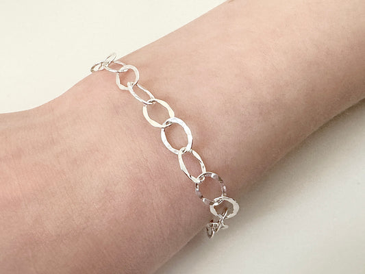 Sterling Silver Oval Trace Chain Bracelet