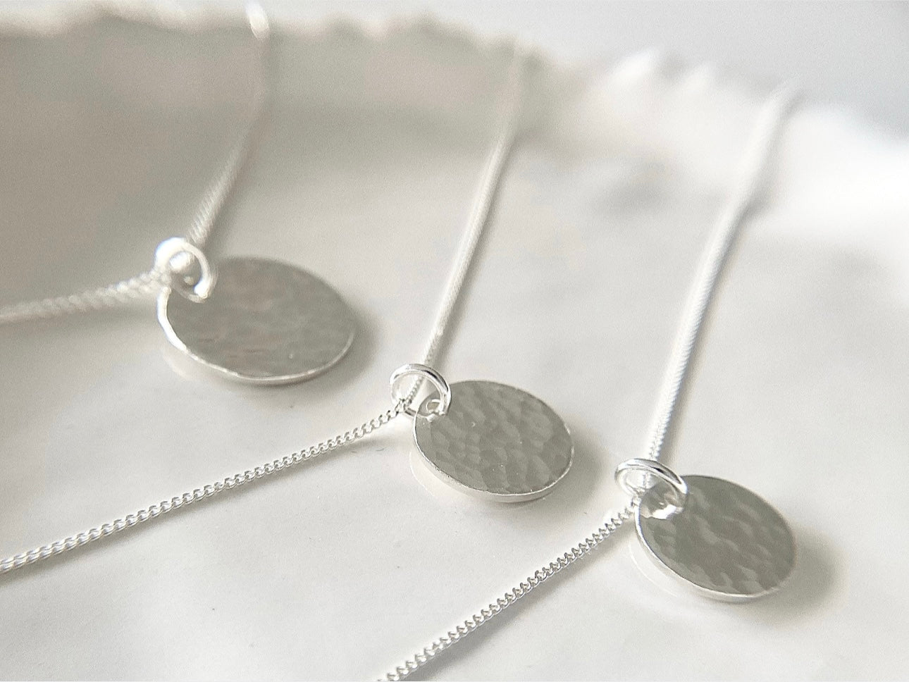 Sterling Silver Disc Pendant Necklace