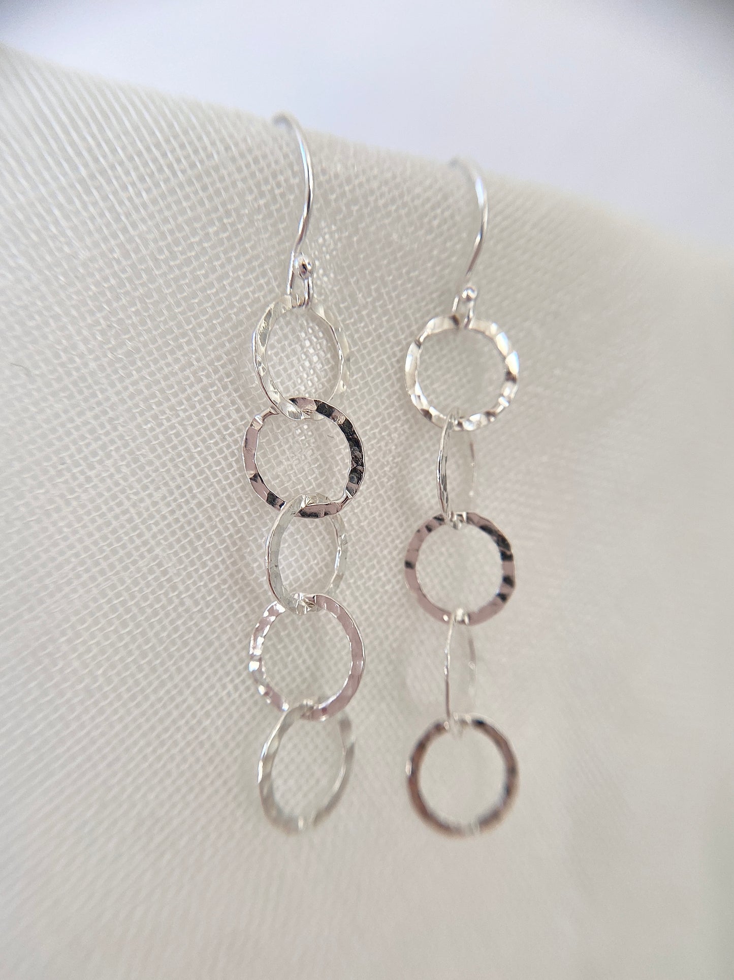 5 Rings 50th Birthday Silver Earrings