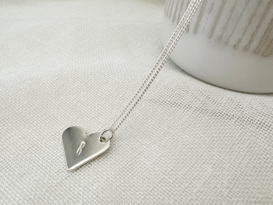 Sterling Silver Heart Pendant Necklace with Initial