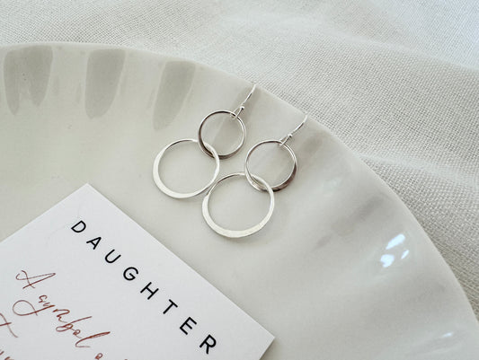 Silver Circle Earrings for Daughter