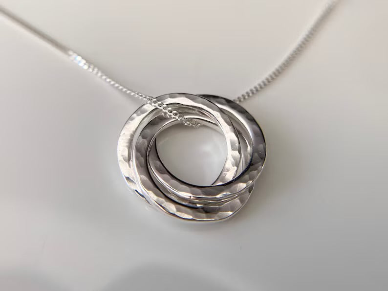 Silver Circle Friendship Pendant Necklace for 4 Friends