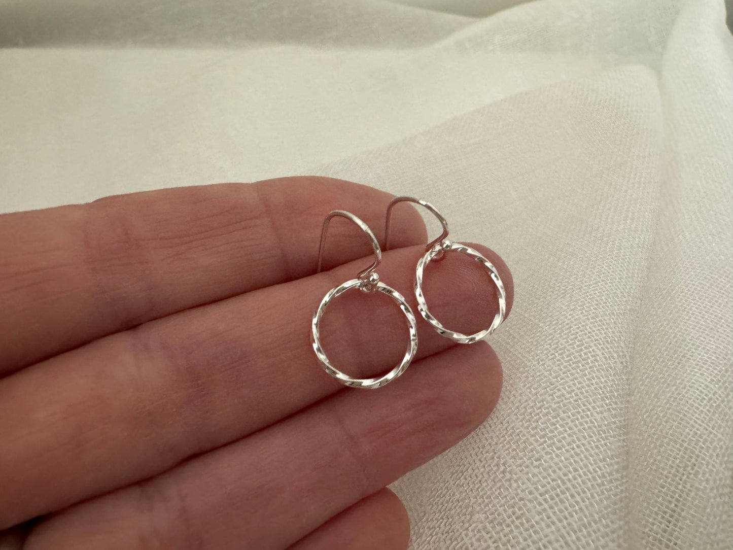 Silver Circle Earrings for Grandmother