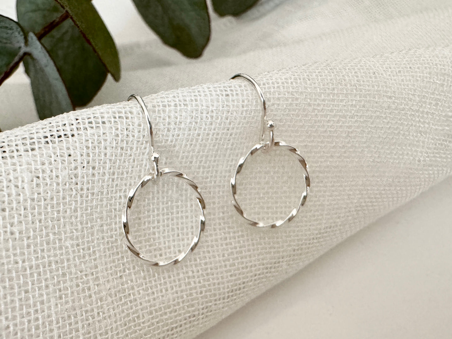 Silver Circle Earrings for Grandmother