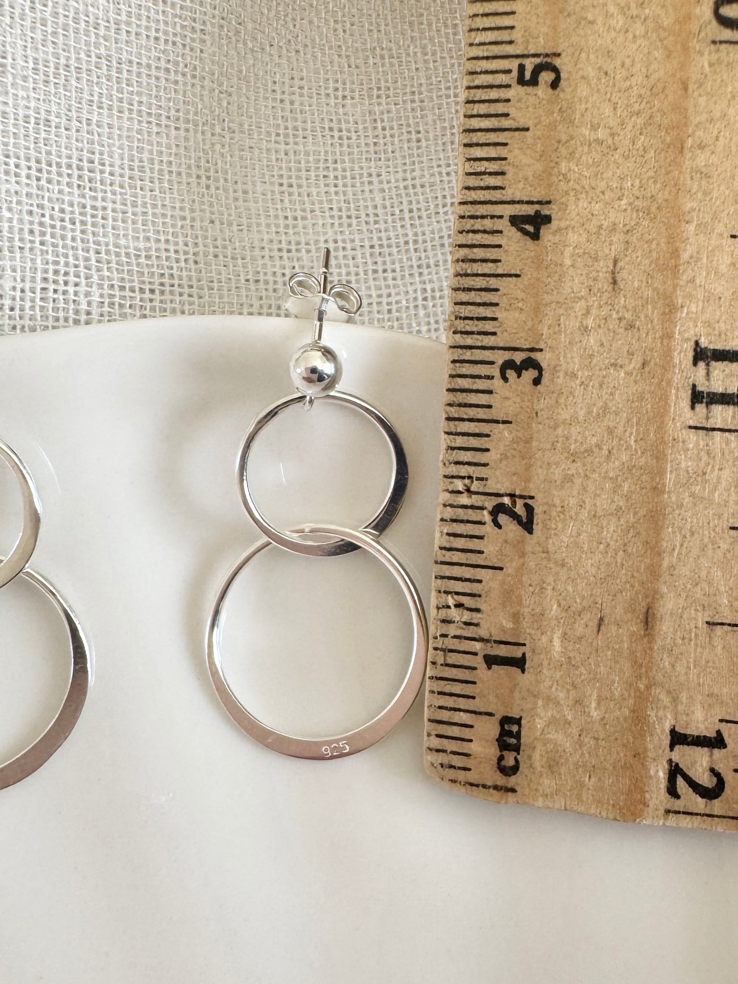 Silver Circle Stud Earrings for Mum