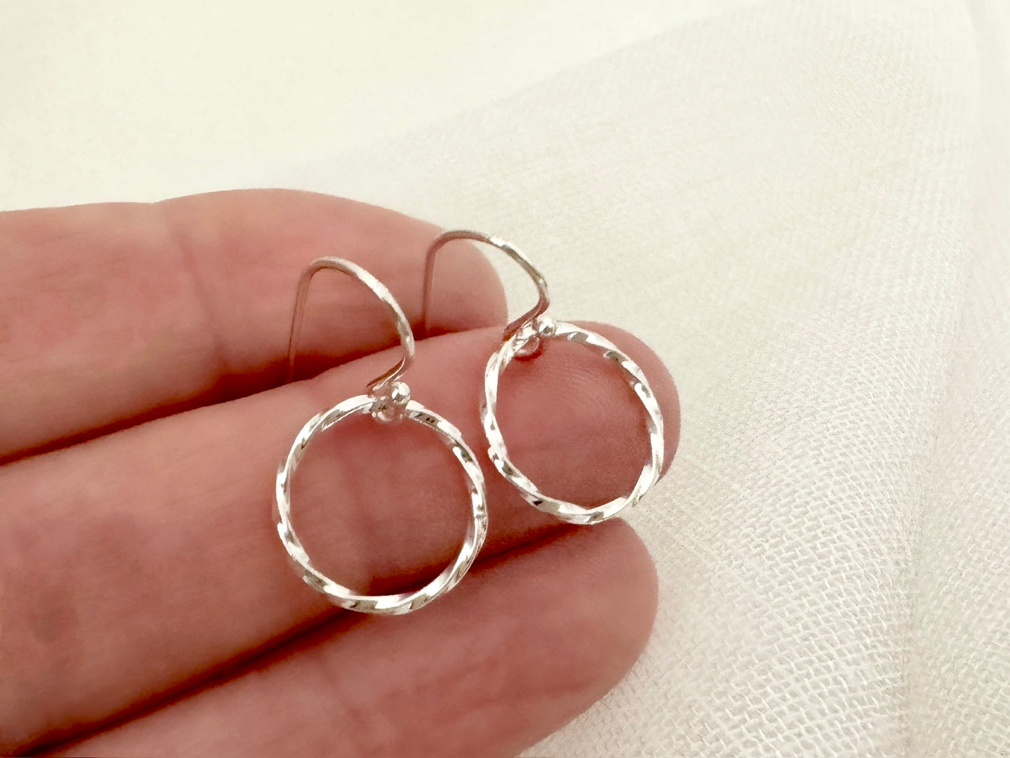 Silver Circle Earrings for Grandmother