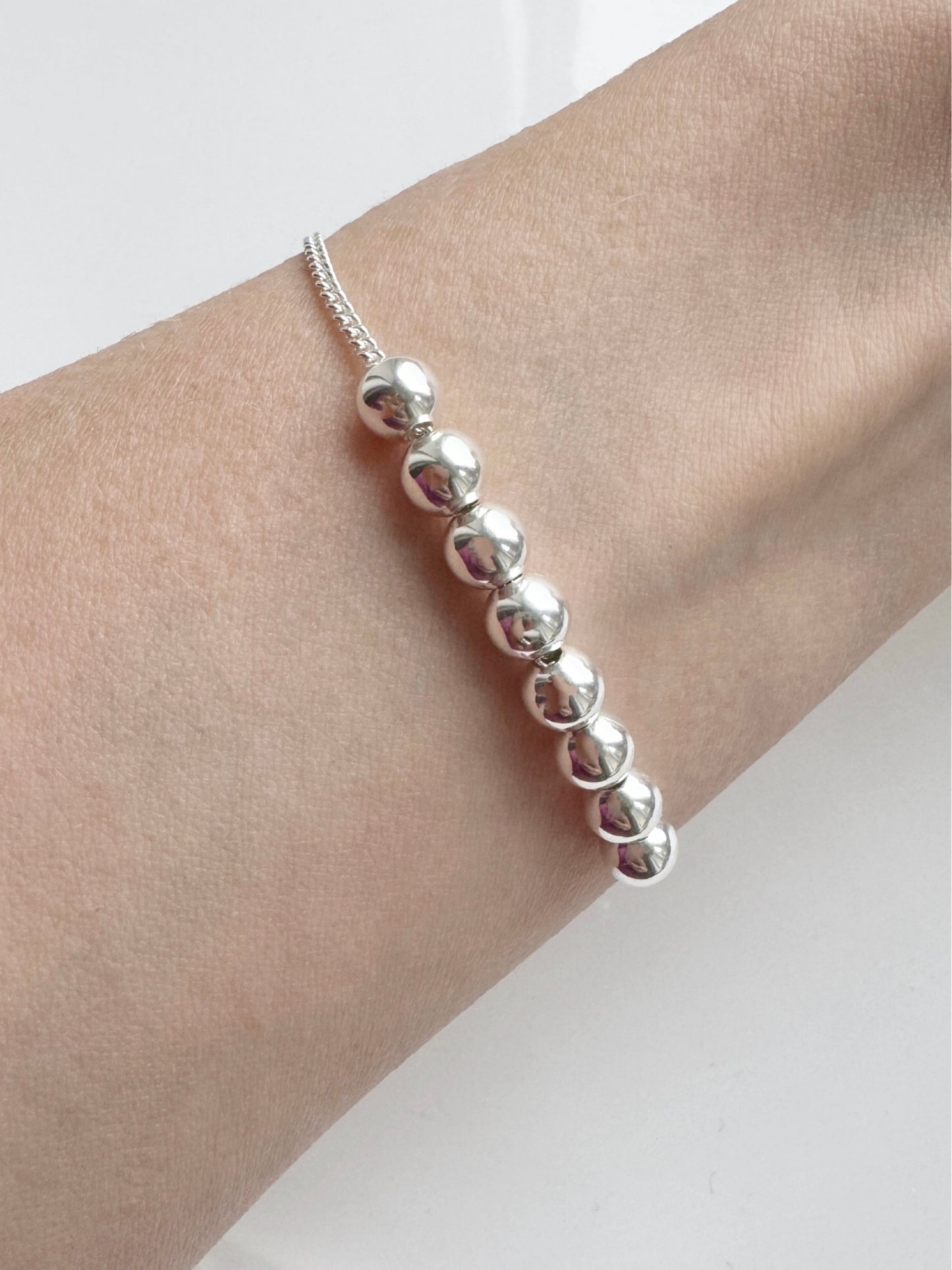 Sterling Silver Bead Bracelet for 80th Birthday