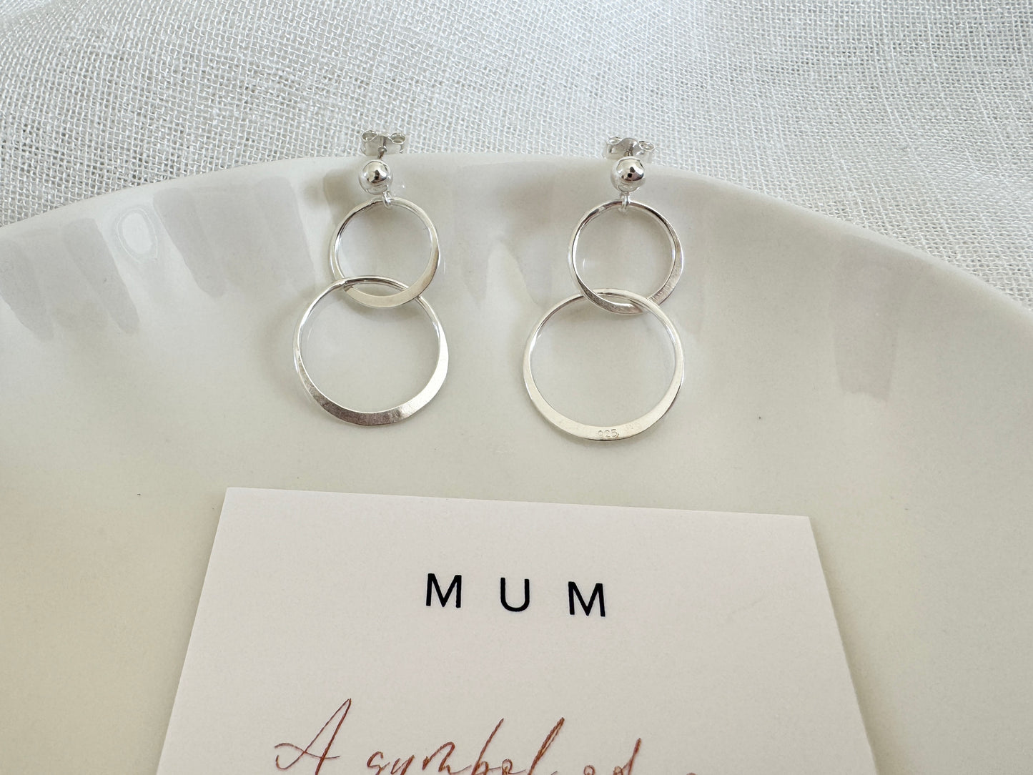 Silver Circle Stud Earrings for Mum