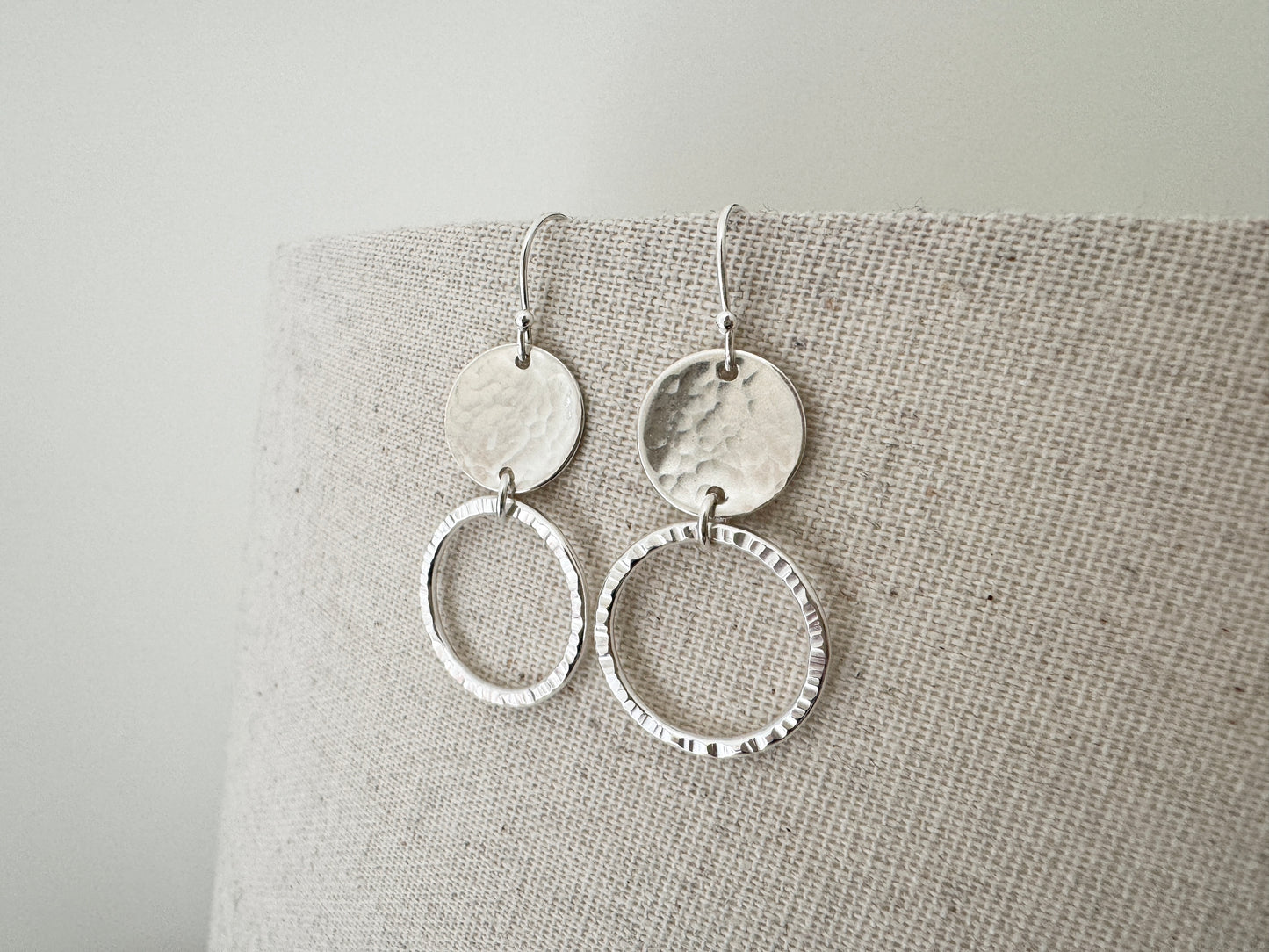 Sterling Silver Circle & Disc Earrings