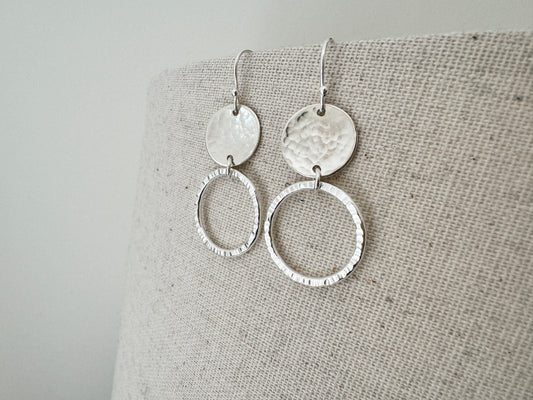 Sterling Silver Circle & Disc Earrings