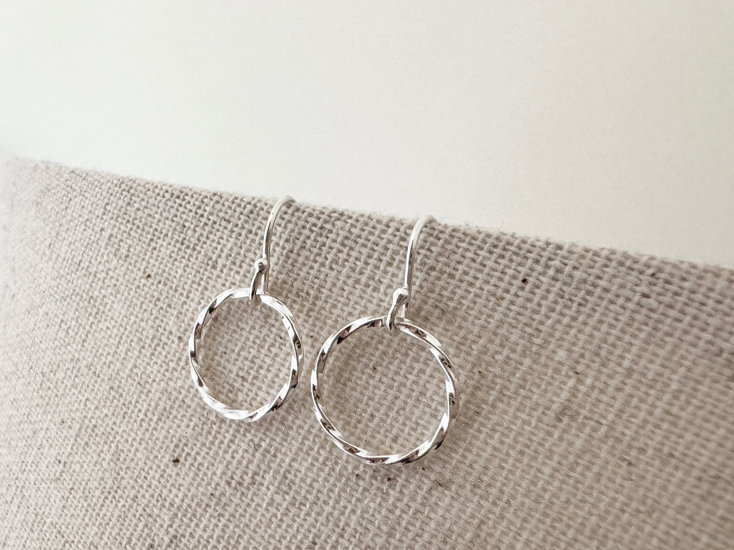 Silver Circle Earrings for Grandmother