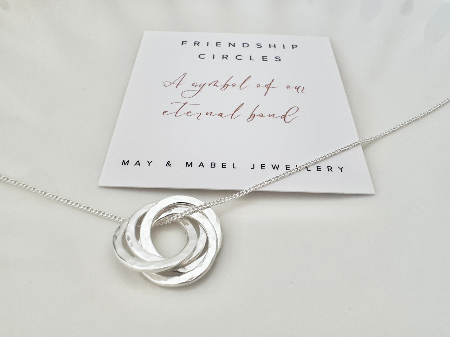 Silver Circle Friendship Pendant Necklace for 4 Friends