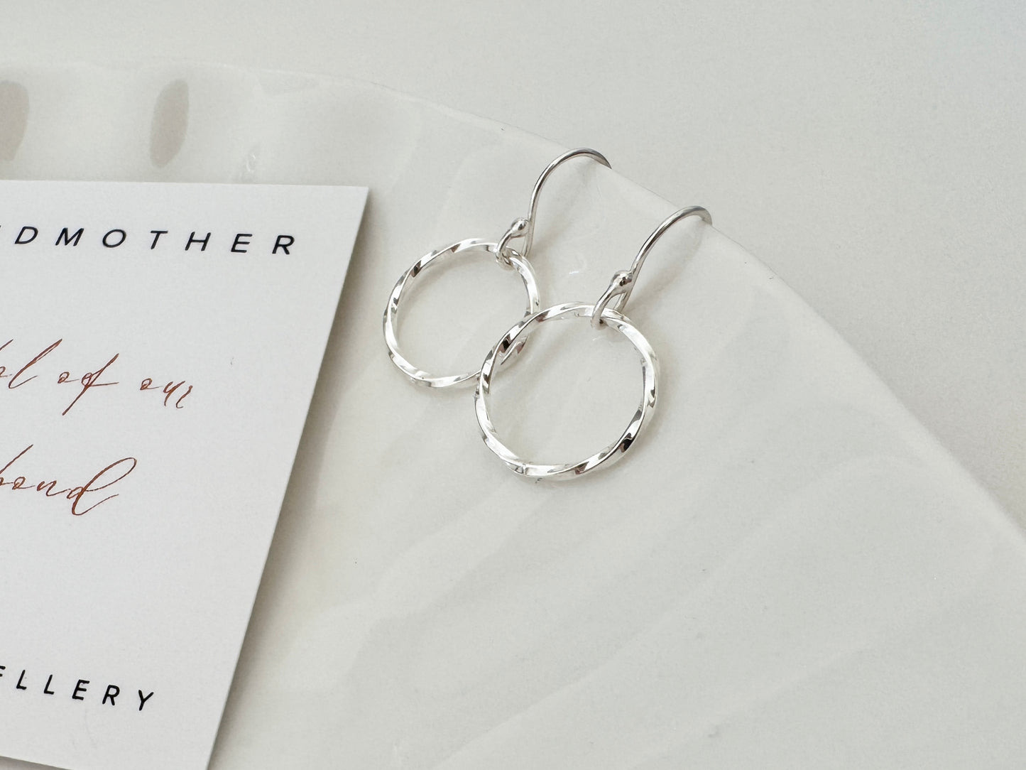 Silver Circle Earrings for Grandmother