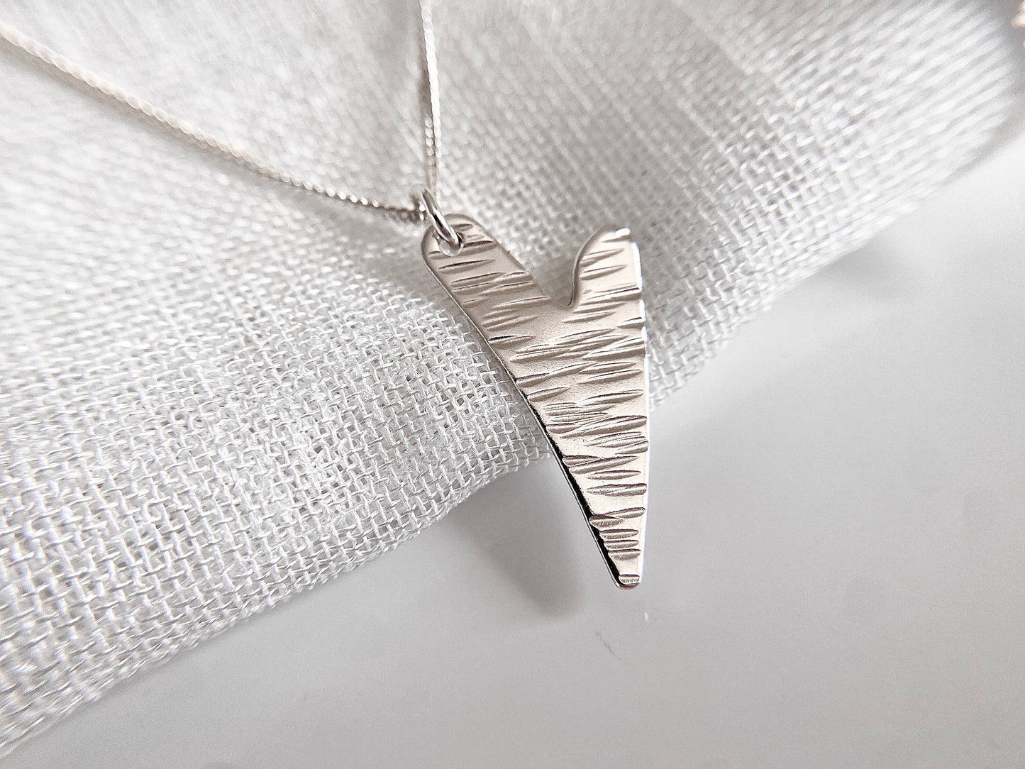 Sterling Silver Wavy Heart Pendant Necklace