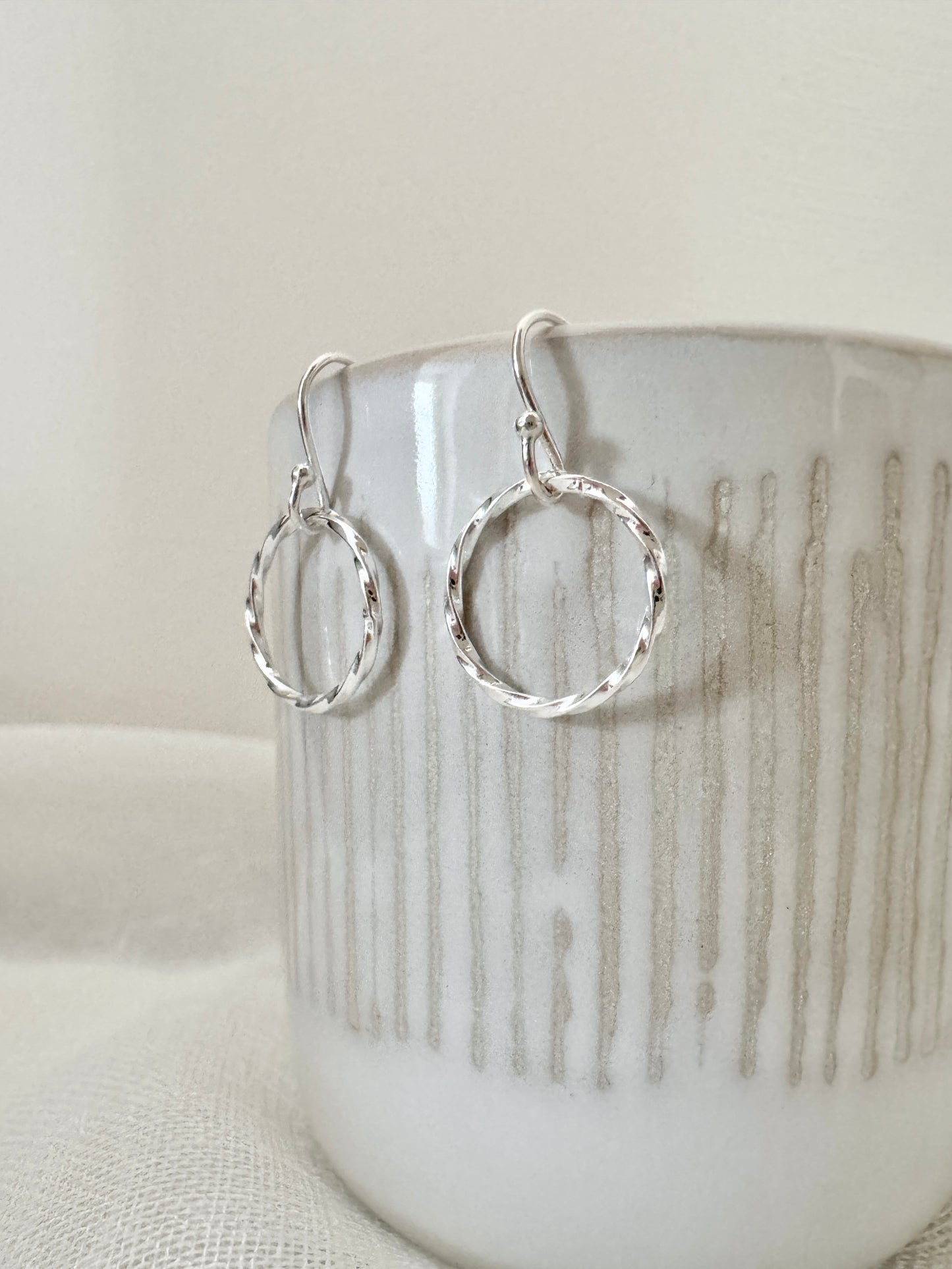 Silver hoop circle earrings