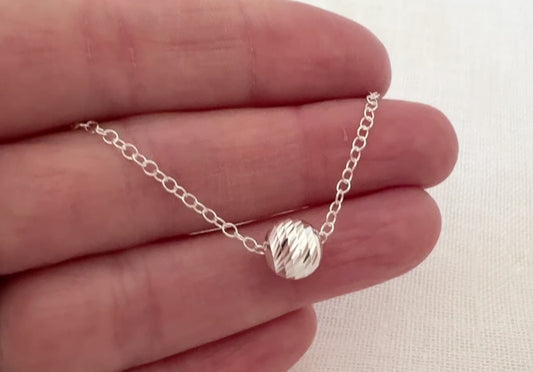 Sterling Silver Decorative Bead Pendant Necklace