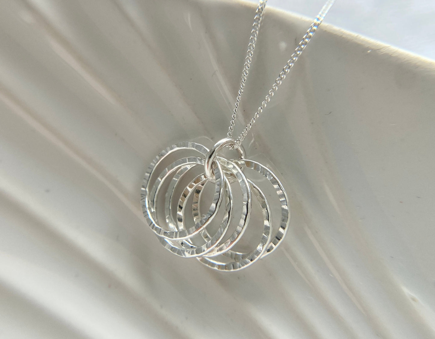 50th Birthday Sterling Silver Textured Necklace