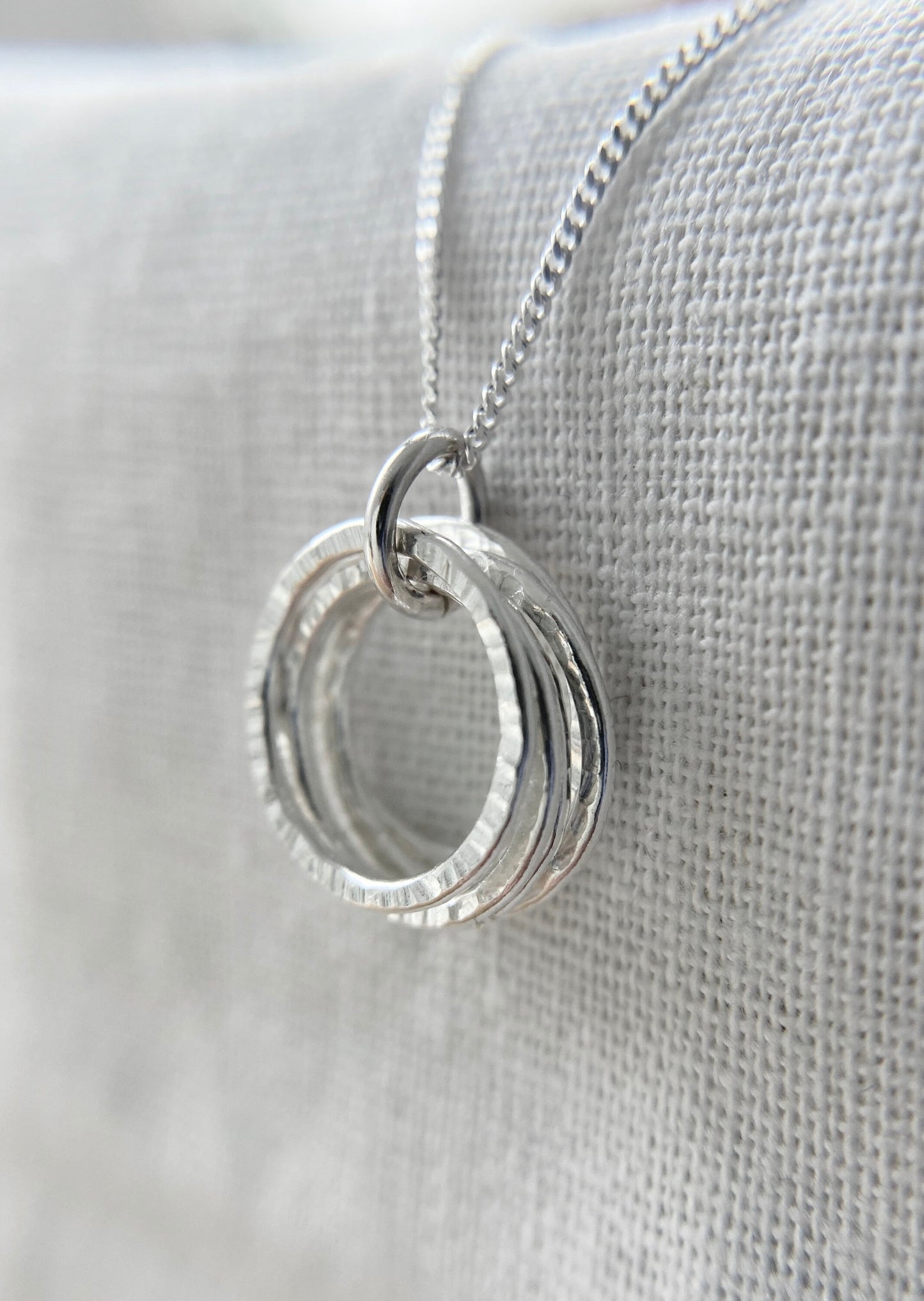 50th Birthday Sterling Silver Textured Necklace