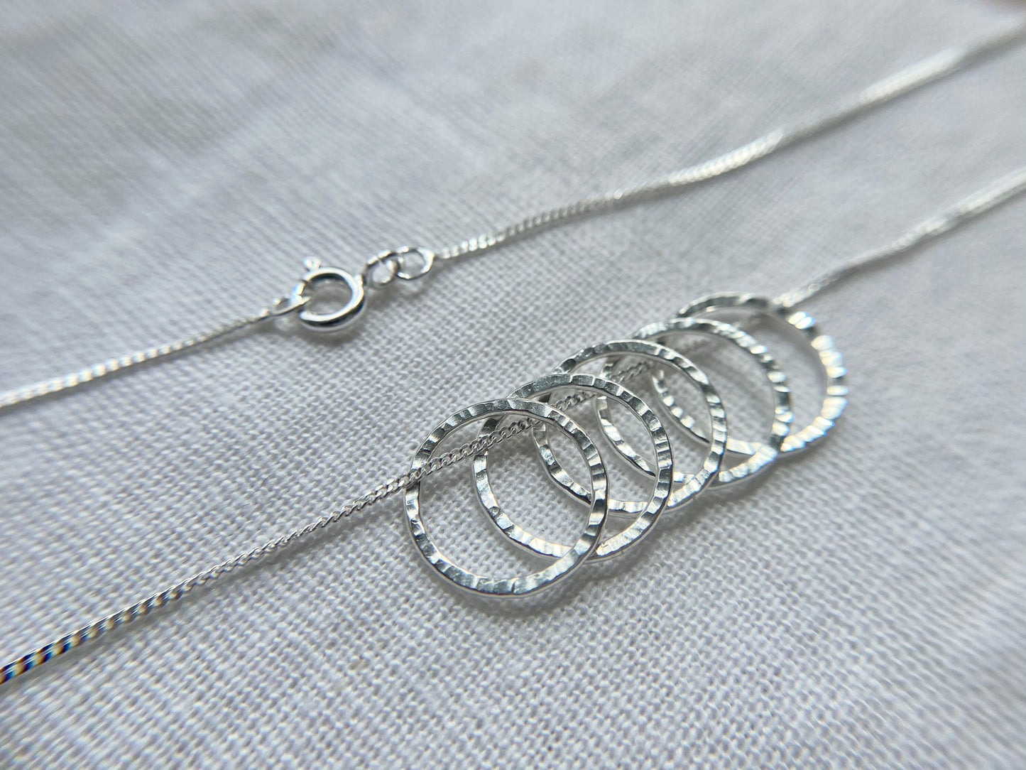 50th Birthday Sterling Silver Five Rings Necklace