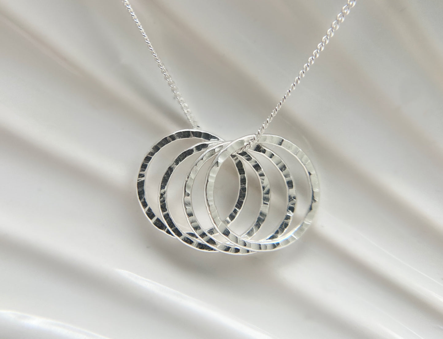 40th Birthday Sterling Silver Four Rings Necklace