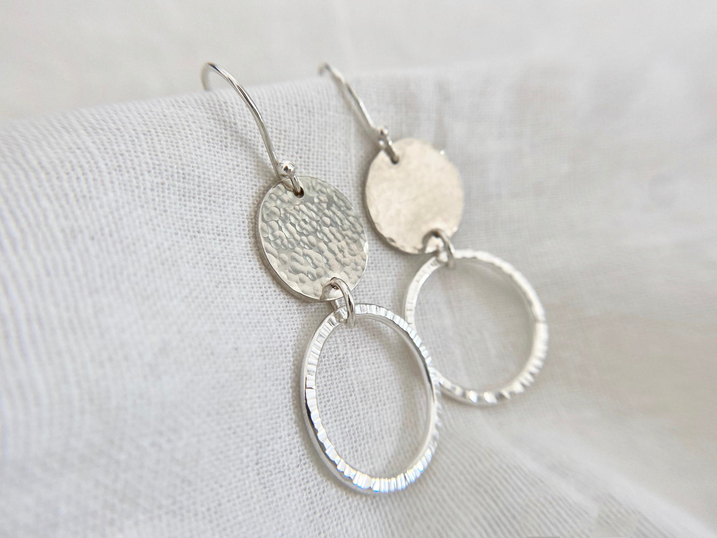 Sterling Silver Circle & Disc Earrings