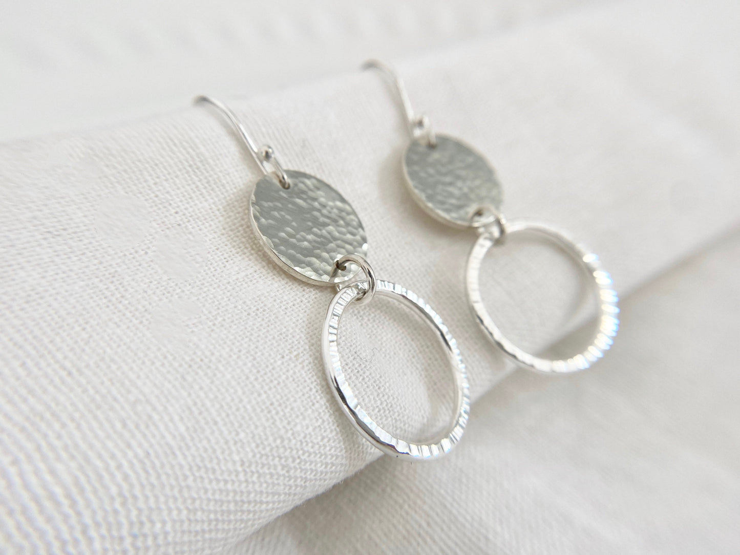 Sterling Silver Circle & Disc Earrings