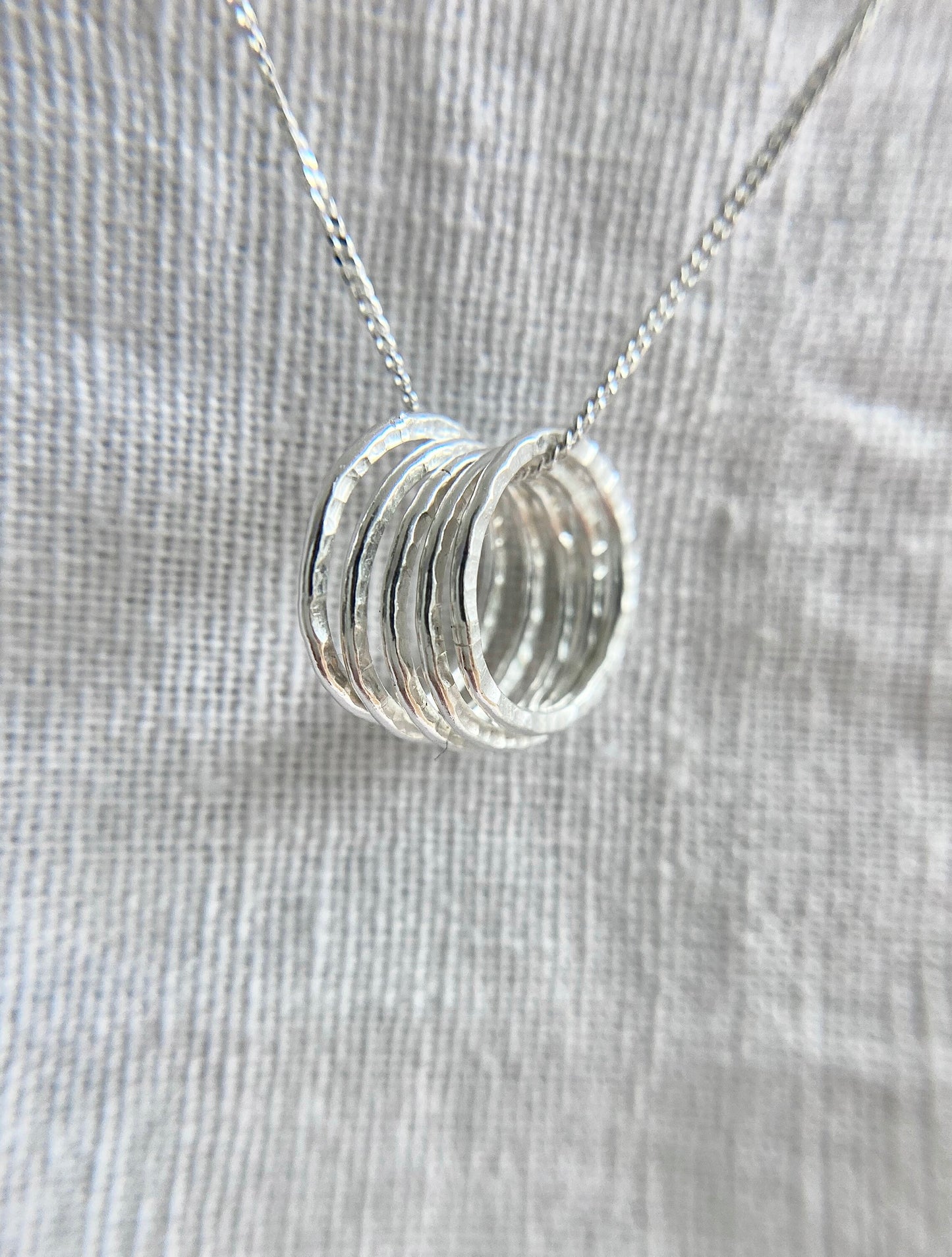 50th Birthday Sterling Silver Five Rings Necklace