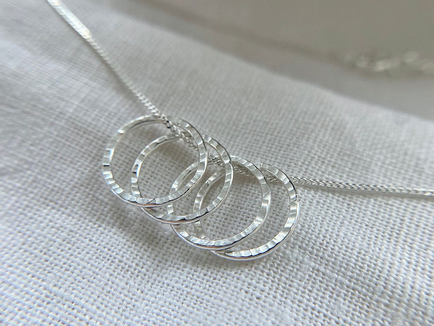 40th Birthday Sterling Silver Four Rings Necklace