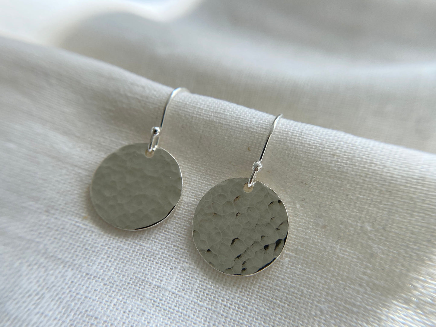 Sterling Silver Hammered Disc Earrings