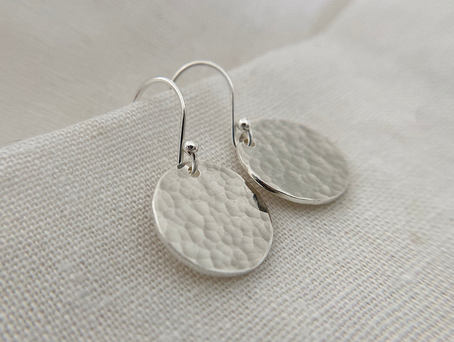 Sterling Silver Hammered Disc Earrings