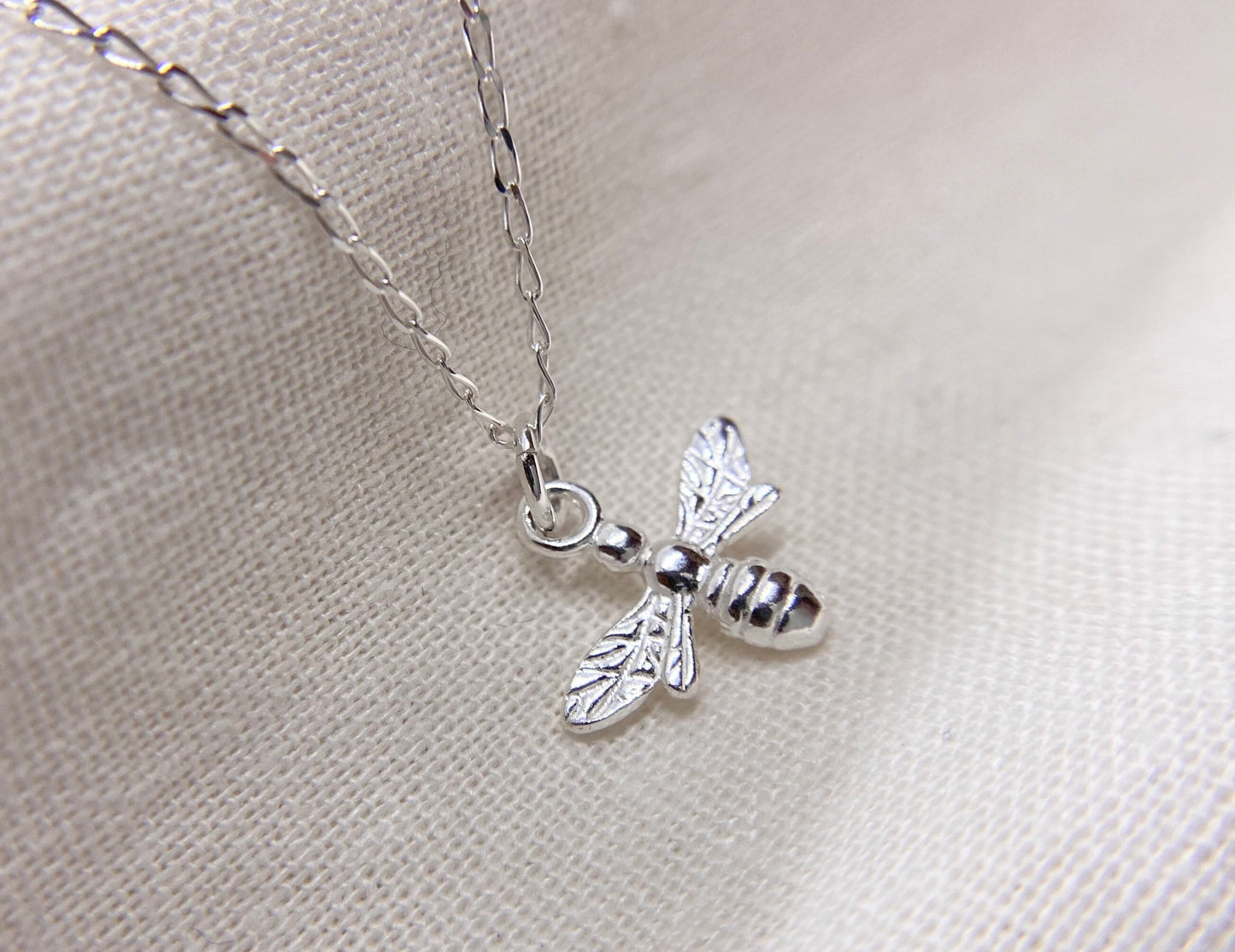 Sterling Silver Bee Pendant Necklace