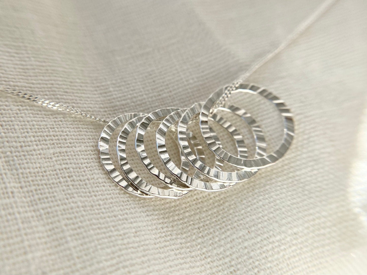 60th Birthday Sterling Silver Six Rings Necklace