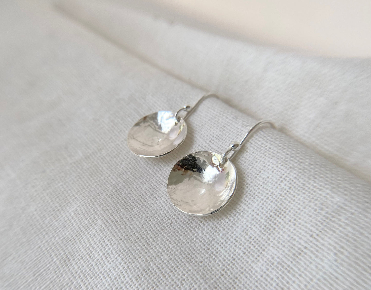 Sterling Silver Curved Disc Earrings