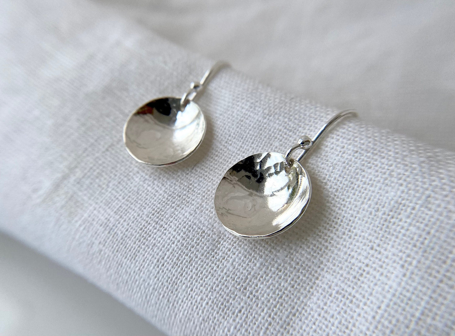 Sterling Silver Curved Disc Earrings