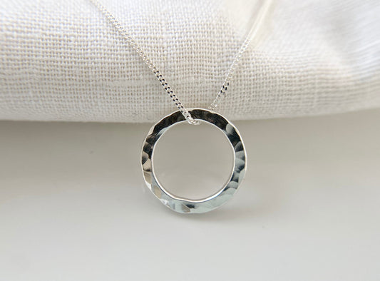 Simple Silver Circle Layering Necklace (S)