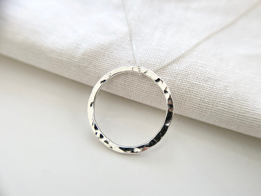 Simple Silver Circle Layering Necklace