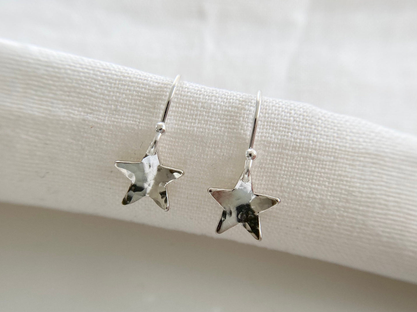 Silver star earrings, Christmas gift for her