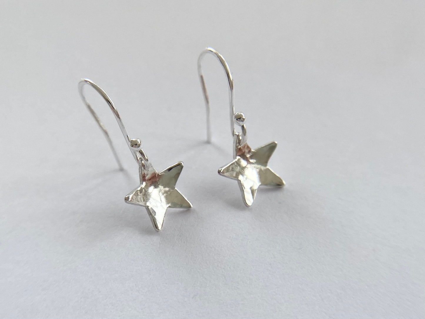 Sterling Silver Curved Star Earrings (S)