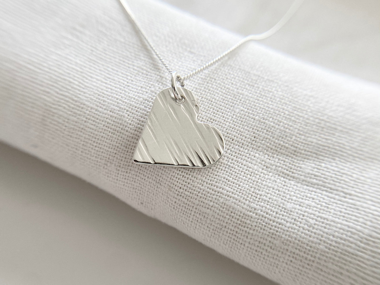 Sterling Silver Textured Heart Necklace