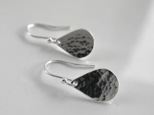 Silver Hammered Teardrop Earrings