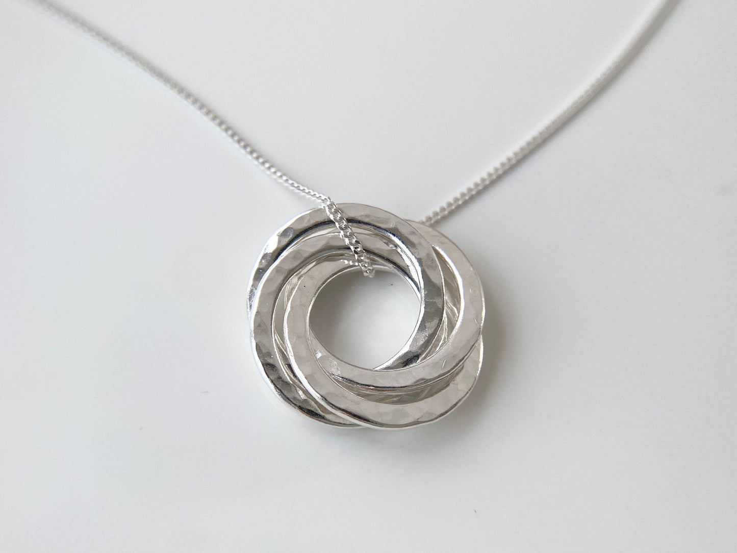 50th Birthday Sterling Silver Five Interlocking Rings Necklace