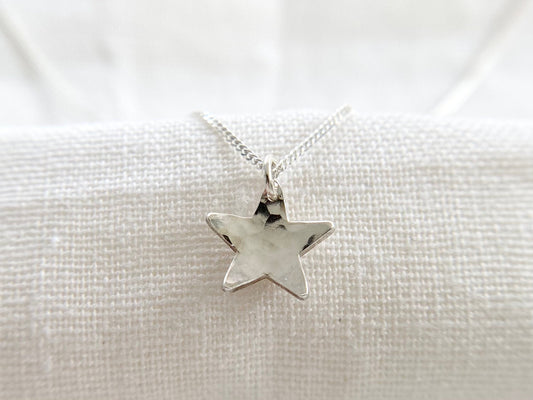 Silver star necklace, Christmas gift for her