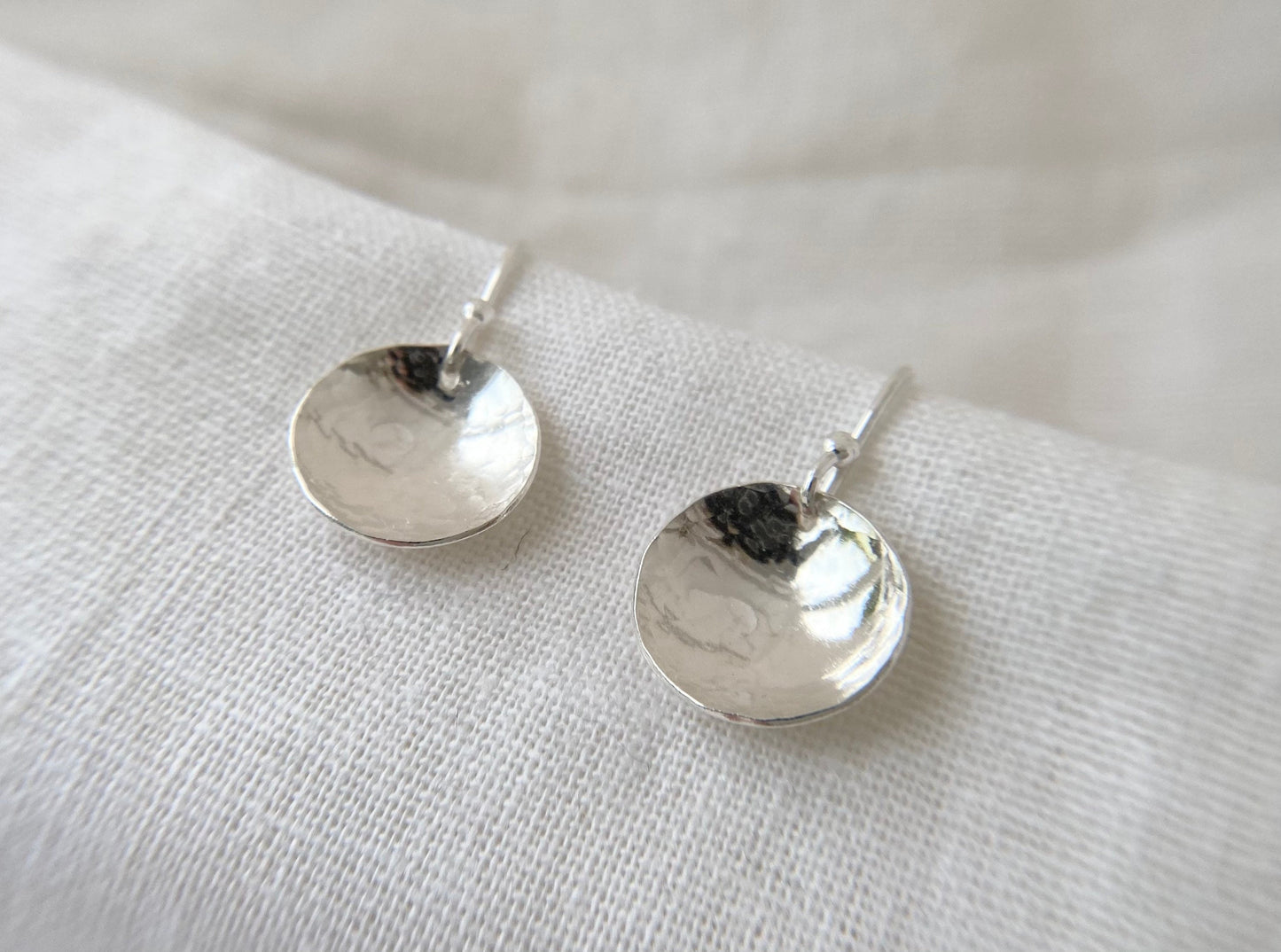 Sterling Silver Curved Disc Earrings