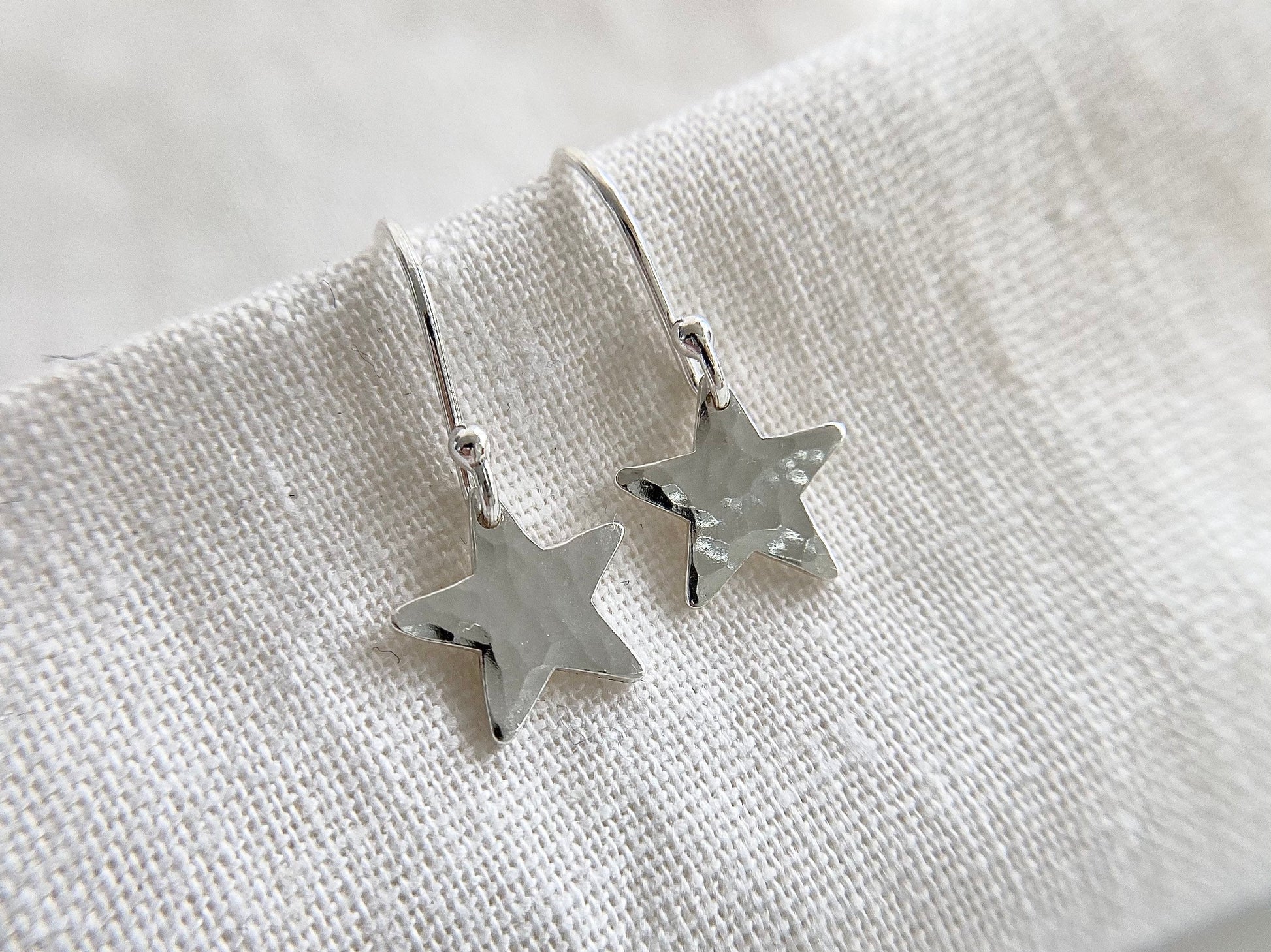 Silver star earrings, Christmas gift for her