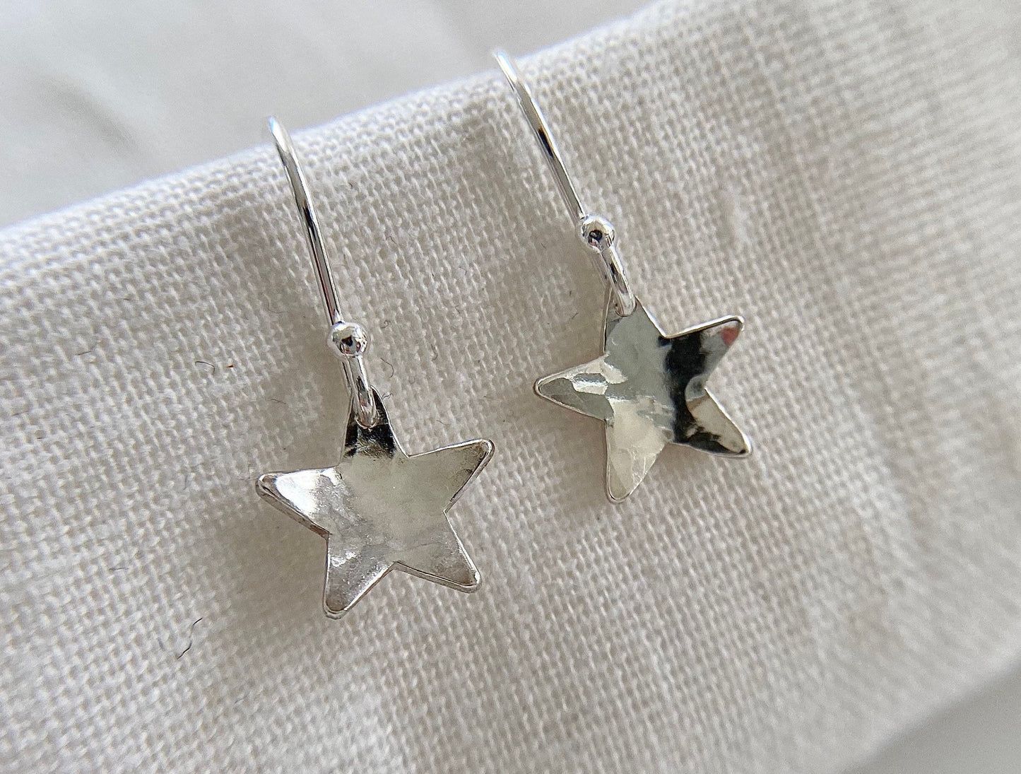 Sterling Silver Curved Star Earrings (S)