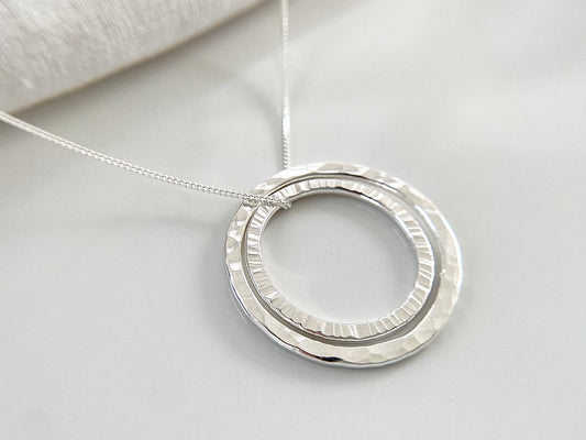 Silver Two Circles Layering Necklace (L)