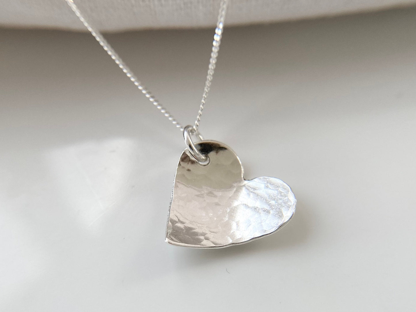 Sterling Silver Curved Heart Pendant Necklace