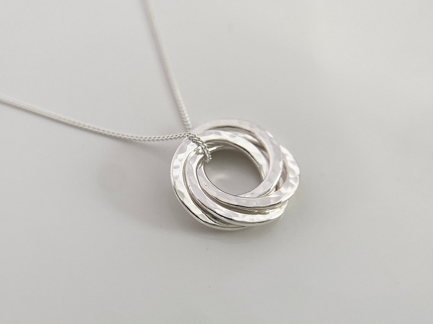 50th Birthday Sterling Silver Five Interlocking Rings Necklace