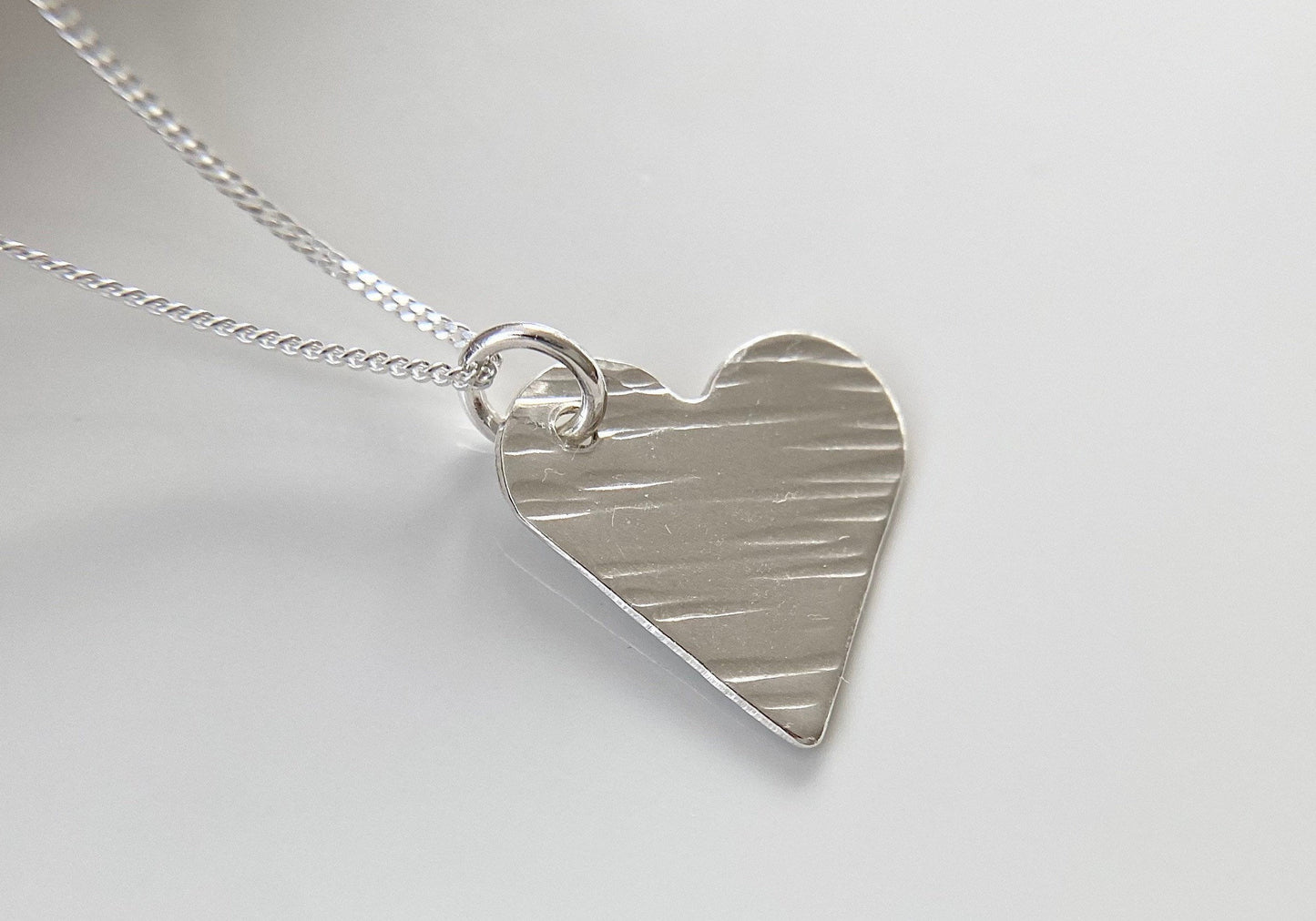 Sterling Silver Textured Heart Necklace