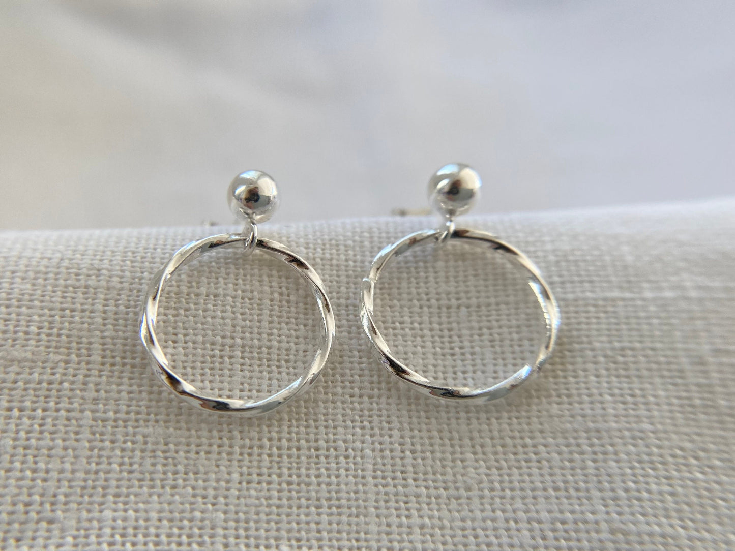 Petite Silver Twisted Hoop with Stud Earrings